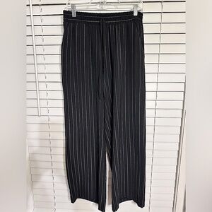 #6)  NYCC Wide Leg pants Black with white striped Size M